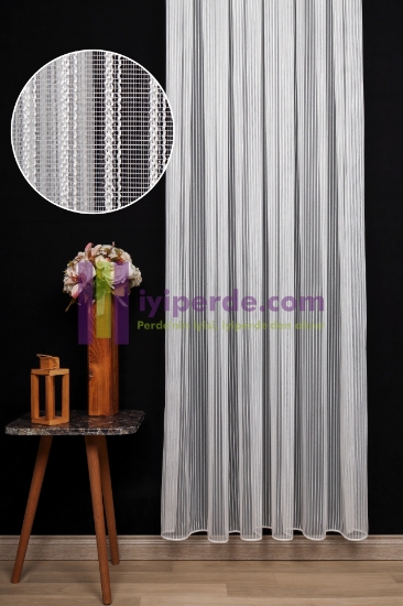 Modern Hafif Çizgili Tül Perde - 02 resmi
